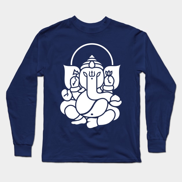 Ganesh Ganesa Ganapati Elephant 3 (white) Long Sleeve T-Shirt by Mystic-Land